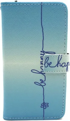 Produktbild von Handyhülle Tasche für Handy Huawei Y625 Schriftzug Be Happy Blau