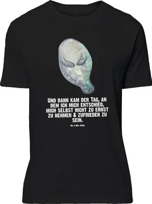 Produktbild von Mr. & Mrs. Panda Größe XL T-Shirt Seekuh Happy - Schwarz - Geschenk, mit Spruch, Achtsamkeit, Freundin, Shirt, Meer, Respekt, Neustart, Selbstliebe, Tshirt
