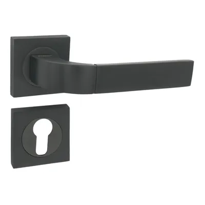 Produktbild von DOMINO Türgriff Drückergarnitur PZ - Profilzylinder | quadratischen Rosette | Zimmertür, Bürotür, Kellertür & Innentür |Aluminium| Titan | FOKUS QR M8