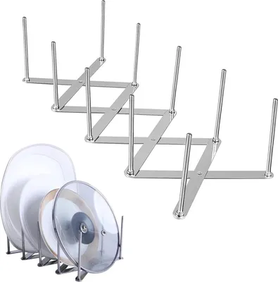 Produktbild von Geschirrkorb Deckelaufbewahrung Verstellbarer Klappdeckelhalter Klappdeckelregal Topfdeckelhalter Edelstahl Topfdeckelregal Multifunktionsregal