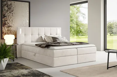 Obrázek produktu pro Manželská postel 200x200 FANA s LED osvětlením - béžová + topper