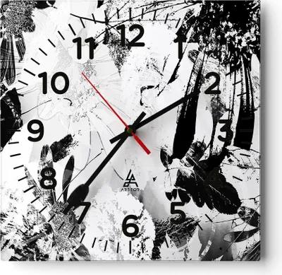 Produktbild von Wanduhr - Quadrat - Glasuhr - Abstraktion modern - 40x40cm - Schleichendes Uhrwerk - Lautlos - zum Aufhängen bereit - Dekoration Modern - Wanddekoration aus Glas - C4AC40x40-3509