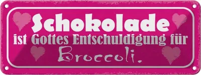 Produktbild von vianmo Blechschild 10x27 cm Schokolade Gottes Entschuldigung Spruch Zitat