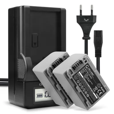 Produktbild von CELLONIC 2x Akku für Kamera Kompatibel mit Sony DCR-DVD103, DCR-DVD105, DCR-DVD202, NP-FH50 - (1360mAh, 7.4V) + Ladegerät