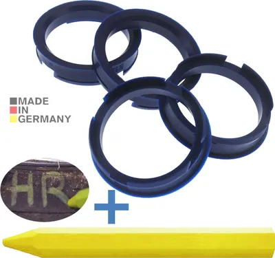 Produktbild von 4X Zentrierringe 72,6 x 60,1 mm Dunkelblau Felgen Ringe + 1x Reifen Kreide Fett Stift