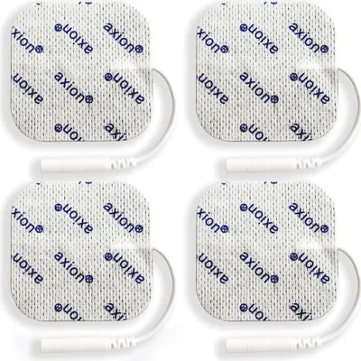 Produktbild von axion® Elektrodenpads passend zu Prorelax, Promed, axion - 5x5cm, 2mm Steckanschluss, 4 St., selbstklebende TENS EMS Elektroden für TENS EMS Geräte