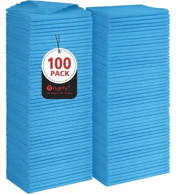 Immagine prodotto di Salviette in microfibra riutilizzabili, senza pelucchi, colore blu, 100 pezzi, dimensioni 29,8 x 29,8 cm