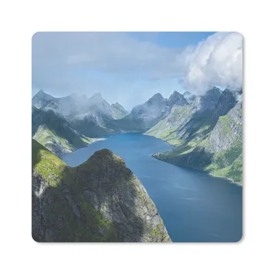 Produktbild von MuchoWow® Mauspad Mousepad Blick über die Fjorde in Norwegen 20x20 cm - Mousepads - Maus Mat - Pad - Mausunterlage - Desk Mat - Bureauartikeln