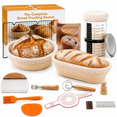 Sauerteig Starter Set mit Gärkörben, Brotbackzubehör