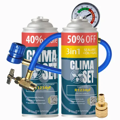 Obrázok produktu pre Súprava klimatizácie do auta 3v1 R1234yf + R1234yf 470 g, hadica s manometrom, adaptér