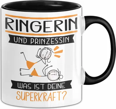 Produktbild von Ringerin Und Prinzessin Tasse Geschenk Für Eine Ringerin Geburtstag Was Ist Deine Superkraft (Schwarz)