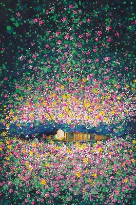 Produktbild von ArtUniverse Leinwandbild Blumenboot II 80 x 120 cm