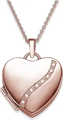 Produktbild von Damenkette Herz Medaillon Treasure 925 Silber Rosegold vergoldet zum Öffnen für Bilder