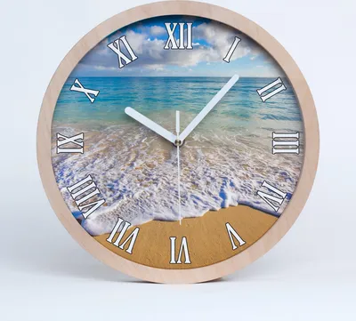 Produktbild von Holzuhr 20fi cm wanduhr - weiße Spitzen - Hawaii-Strand