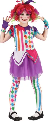 Produktbild von Süsses Harlekin Mädchenkostüm bunt - 110-122 (4-6 Jahre)