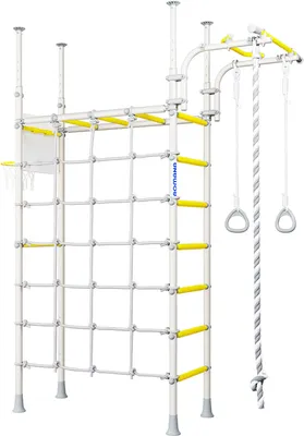Image de Espalier pour enfants – Structure d'escalade d'intérieur en métal avec corde de gymnastique et barre de poussée – Espalier pour enfants