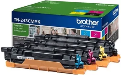 Produktbild von Tonerpatronen Pack, Brother TN-243CMYK, Cyan, Magenta, Gelb, Schwarz, Bis zu 1000 Seiten, Kompatibel mit DCP-L3510CDW, HL-L3210CW, MFC-L3770CDW