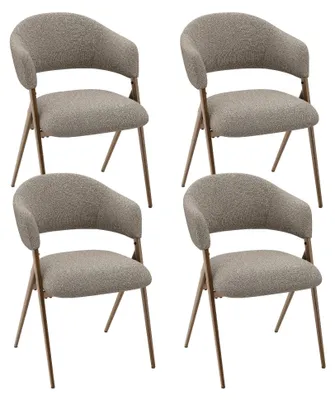 Obrázok produktu pre Sada štyroch vintage jedálenských stoličiek, s ergonomickou opierkou, robustným a odolným kovovým rámom a hnedým látkovým čalúnením