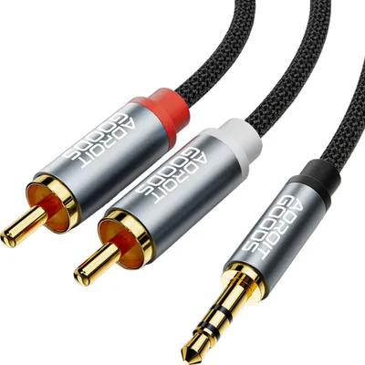 Zdjęcie produktu dla AdroitGoods Aux to Tulip - Kabel Jack to Tulip - Kabel Jack 3.5mm to Tulip - Kabel RCA - 3 metry - Szary