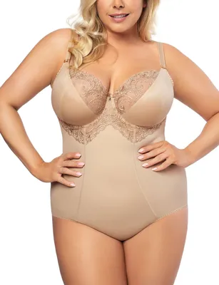 Produktbild von Gorsenia K356 Gala Body Dame Maxi Shapewear Stickerei Soft-Cups regulierbar EU, Beige, 75F