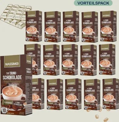 Zdjęcie produktu dla Massimo Wyśmienita czekolada do picia 16 pudełek x 10 saszetek po 25 g – gorąca czekolada
