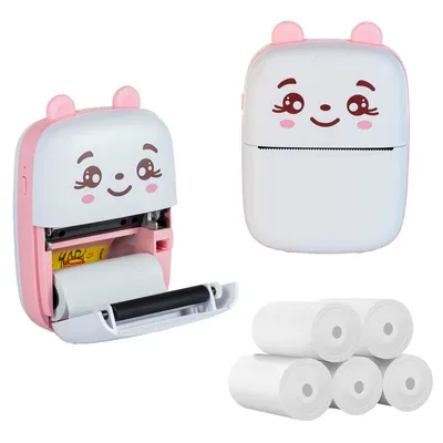 Produktbild von Extralink Thermodrucker Set Rosa mit 5 Rollen Thermopapier