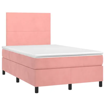 Image de Sommier à lattes de lit avec matelas rose 120x190 cm velours