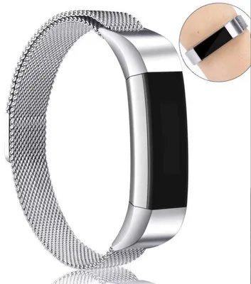 Immagine prodotto di Bracciale argentato compatibile con Fitbit Alta / Alta H – Bracciale milanese – Grande – Metallo – CHPN