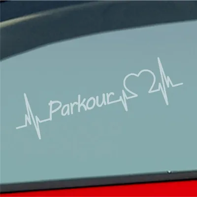 Produktbild von Auto Aufkleber Parkour Herzschlag Körperkultur Freizeit Sport Liebe 19x5 cm Milchglas Sticker Heckscheibenaufkleber
