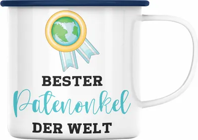Produktbild von Trendation - Bester Patenonkel Der Welt Emaille Tasse Geschenk Geburtstag Weihnachten Lustig Geschenkideen von Nichte Lieblings Patenonkel (Blau)