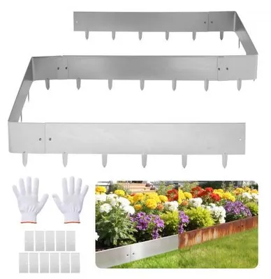Zdjęcie produktu dla Obrzeże trawnikowe VEVOR, 10 szt., 100 x 23 cm, obrzeże rabatowe ze stali corten z 11 płytkami łączącymi, obrzeże rabatowe, obrzeże trawnikowe, metalowa palisada ogrodowa do klombów i ścieżek ogrodowych