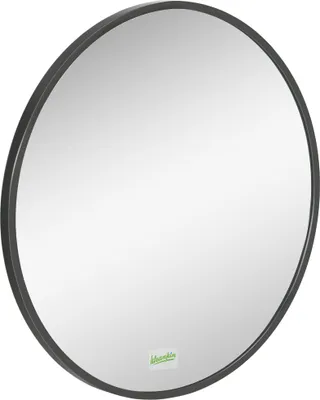 Produktbild von Runder Wandspiegel Ø50cm mit Metallrahmen Schwarz für Bad, Schlafzimmer, Flur