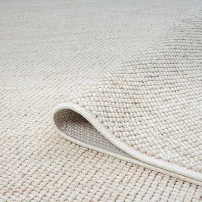 Productafbeelding van Famanu vloerkleed, laagpolig, woonkamer - crème kleur - 120x170 cm - boho-stijl met franjes - effen kleur