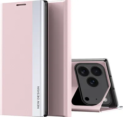 Image de Étui pour iPhone 17 Pro Étui magnétique en cuirPolyuréthaneavec fonction de support Rose