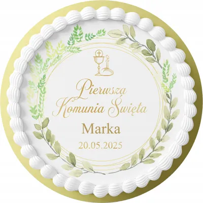Image de Opłatek Na Tort 20Cm - Na Pierwszą Komunie Świętą Okrągły + Imię 16Cm 18Cm