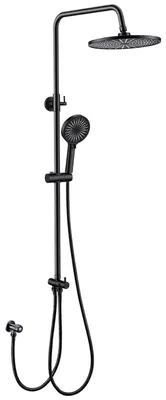 Produktbild von Duschsystem ohne Armatur höhenverstellbar 26 cm Regendusche & Handbrause 3 Strahlarten Edelstahl Schwarz