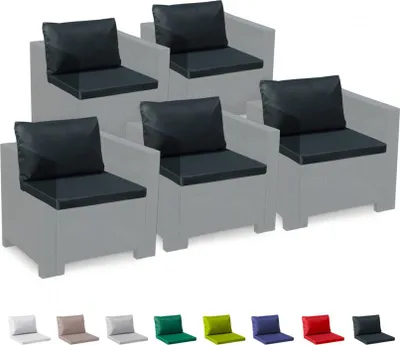 Image de 5-places rotin lounge-coussins étanches Set Bica Grand Soleil - Noir