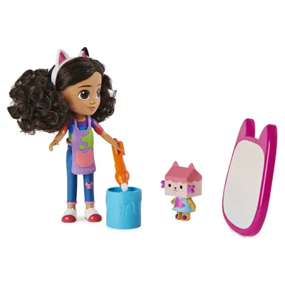 Produktbild von Gabby's Dollhouse , Gabby Deluxe-Bastelpuppe und Zubehörteile mit Block und Pinsel zum Malen mit Wasser, Kinderspielzeug für Mädchen und Jungen, Mini-Puppe, Geschlechtsneutral, 3 Jahr(e), Mädchen, 440 g, Mehrfarbig