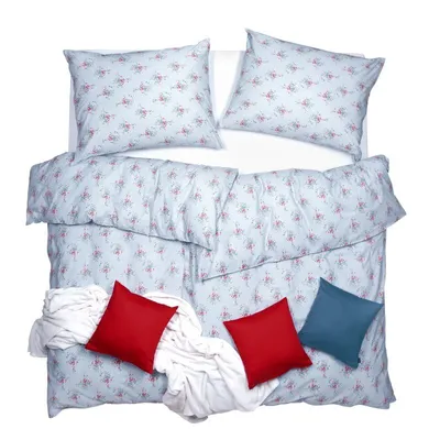 Produktbild von SCANquilt povlečení KLASIK DESIGN romantica modrorůžová 100% bavlna 140 x 200/70 x 90 cm