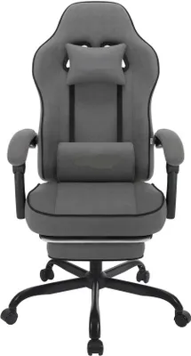 Produktbild von Famanu Gamingstuhl Ergonomisch - Verstellbare Rückenlehne, Fußstütze, Lendenkissen, Grau