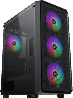 Produktbild von PC Gehäuse XIGMATEK DUO X, E-ATX, Midi-Tower, 4x 120mm RGB Lüfter, Tempered Glass, Schwarz