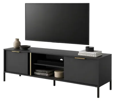 Produktbild von Kaleka - Fernsehschrank, 153x40x53h cm Schwarz, 2 Ablagen