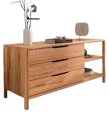 Produktbild von Kommode Swig aus Kernbuche massiv geölt 140x50 cm mit 3 Schubladen und 2 Fächern