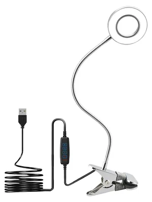 Zdjęcie produktu dla Lampa biurkowa z zaciskiem, 7 W, z możliwością regulacji jasności, wyposażona w 52 diody LED i 3 tryby kolorystyczne