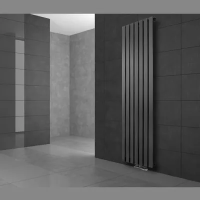 Obrázek produktu pro LuxeBath Designové deskové otopné těleso Stella středové připojení 480 x 1400 mm antracit s připojovací sadou včetně termostatu rohové nástěnné, ploché, bez topného tělesa