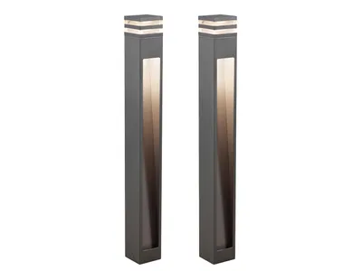 Produktbild von 2-er SET moderne LED Außen Pollerleuchten aus Aluminium Anthrazit, Höhe 100cm