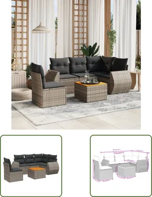 Produktbild von The Living Store 6-tlg. Garten-Sofagarnitur mit Kissen Grau Poly Rattan