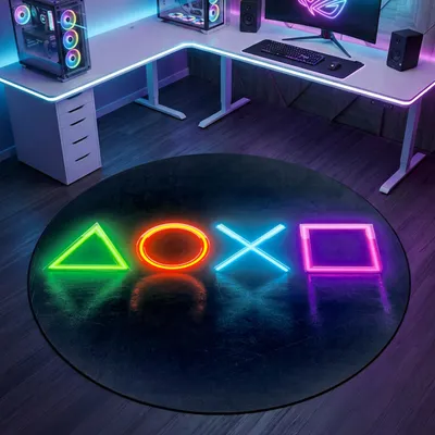 Produktbild von Rutschfester Gamingteppich im Neonfarbenen Muster Größe - 160 cm Rund