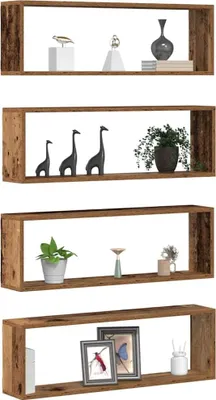Image de Étagères Murales avec étagère 4 pcs Bois ancien 80 x 15 x 26 cm