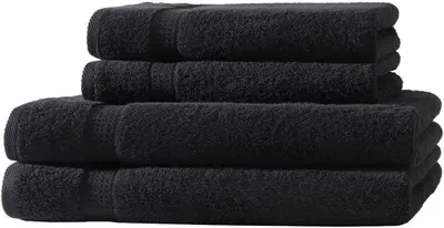 Produktbild von 4er Set Frottee 2x Handtücher 2x Duschtücher Elegance 100% Baumwolle 500 gsm 50x100 cm 70x140 cm schwarz